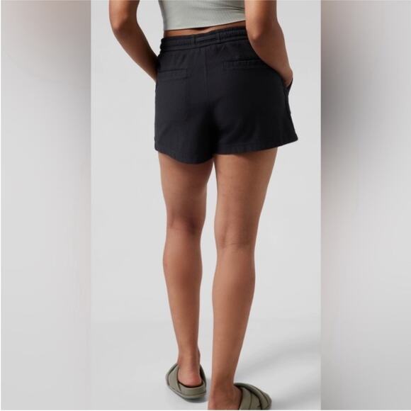 Athleta Farallon Black Mid Rise Drawstring Waist Organic Cotton Shorts 16 - Picture 14 of 14